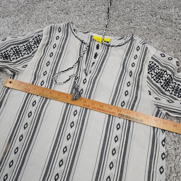 Roller Rabbit Top Womens S Gray White Tunic Tassel Long Sleeve Cotton Beach READ - Picture 11 of 15